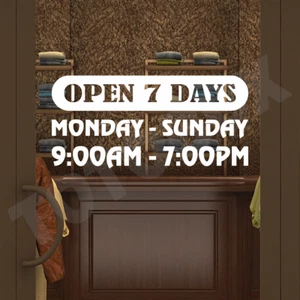 Open 7 Days Aufkleber Open Hours Sticker Schild Sticker Geschäft Laden Schilder - Bild 1 von 5