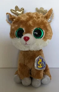 TY GOLD ANTLERS ALPINE REINDEER 9" BEANIE BOOS-NEW, MINT TAG, RETIRED-SNOW FUN - Picture 1 of 4
