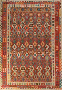 Traditional Reversible Kilim Rugs Handwoven Area Wool Carpet 9x12 ft - Picture 1 of 11