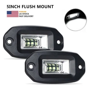 2x 5inch Flush Mount LED Work Light Bar Flood Offroad Truck Bumper Fog Lamp 4'' - Picture 1 of 10