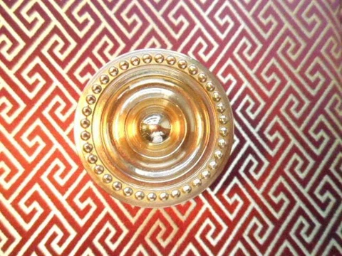 Vintage Ornate Solid Brass Heavy Furniture Drawer Knob measures 1 5/8" Cover