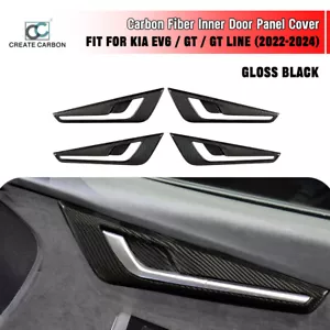 4pcs Dry Carbon Fiber Inner Door Panel Trim Covers for Kia EV6 GT 2022-2024 - Picture 1 of 7