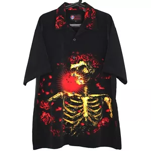 Dragonfly x Grateful Dead Mens Large Skull Skeleton Button Up Shirt RARE F1184 - Picture 1 of 5