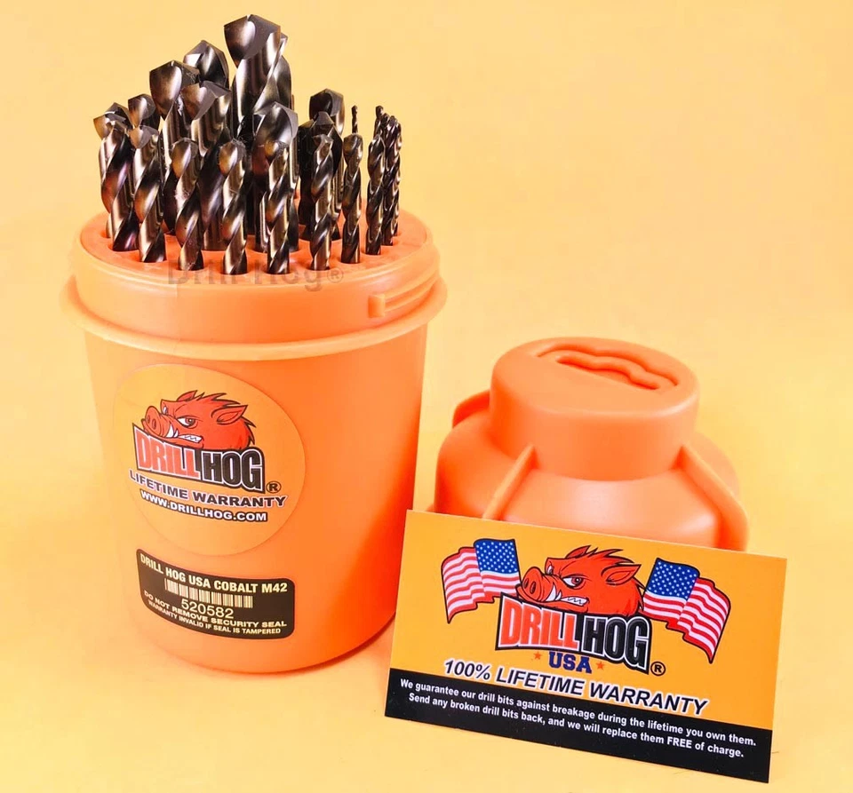 Drill Hog® 29 Pc Super Premium Cobalt M42+ Drill Bits Orange Lifetime Warranty  - Image 1 of 4