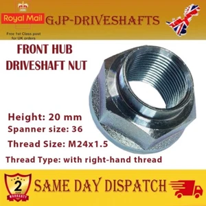TUERCA DE BUJE DEL EJE DE TRANSMISIÓN DELANTERO PARA HONDA ACUERDO MK VII CIVIC CR-V FR-V (1997-2012) - Imagen 1 de 3