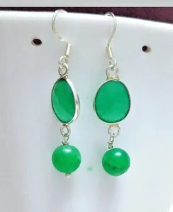 Pendientes colgantes de plata de ley 925 con piedras preciosas de ónix... - Imagen 1 de 2