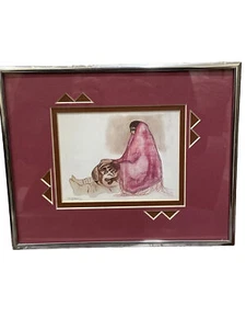 Framed 1997 RC Gorman Native American 10.25x8.25” Ceramic Tile Tigua Tribe Art - Picture 1 of 8