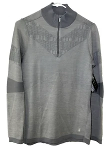 Smartwool Womens Medium Intraknit Merino 250 Thermal Pattern 1/4 Zip Light Gray - Picture 1 of 9