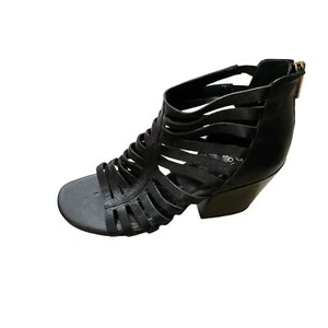 Isola Ianna Gladiator Sandals Stacked Heel Leather Black Womens Size 10 NEW - Picture 1 of 8