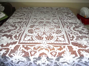 Antike italienische feine Häkelspitze 64" x 80" - Bild 1 von 10