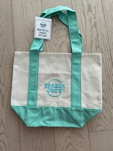 Trader Joe's Mini Tote Bag Pastel Mint Green Spring Limited Edition - Picture 1 of 2