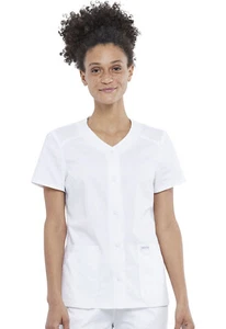 Blusa Médica Cherokee Blanca Ropa de Trabajo Revolution Delantera a Presión Cuello en V WW622 BLANCA - Imagen 1 de 6