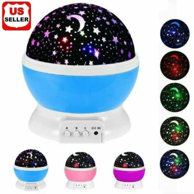 GLAM HOBBY Rotating Starry Sky Projection Night light Moon Star Lamp for Kids Baby Party US