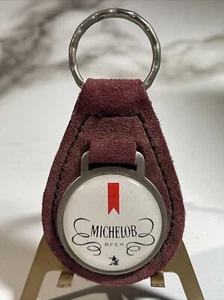 Vintage Maroon Suede Michelob Beer Keychain - Picture 1 of 1