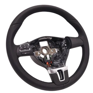 Leather Steering Wheel VW Jetta 6 VI Leather Black With Telefonbedienung - Picture 1 of 5
