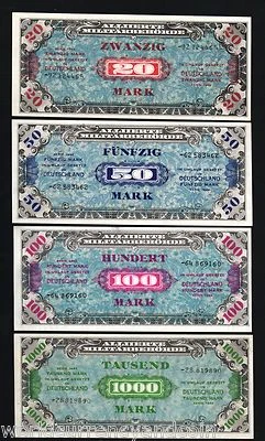 GERMANY 1/2 1 5 10 20 50 100 1000 MARKS 1944 MPC MILITARY PAYMENT WAR II 8v NOTE - Image 1 of 3