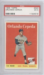 1958 Topps Orlando Cepeda Rookie RC PSA 6 #343 San Francisco Giants - Bild 1 von 2