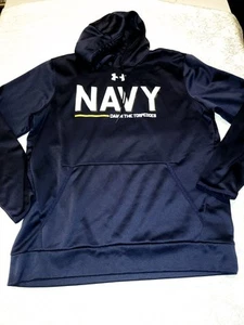 Navy Midshipmen Under Armour UA Hoodie Mens XL Sweatshirt Naval Academy Torpedo - Picture 1 of 4