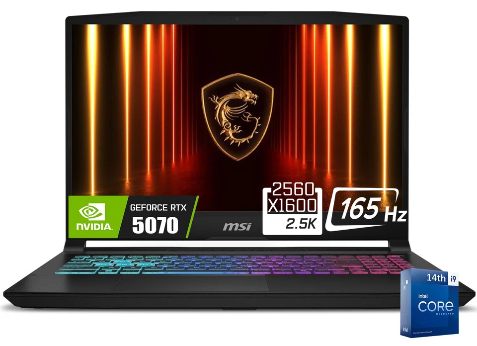 MSI Katana H.6” QHD Gaming i9-14900HX 5070 32GB 1TB RGB W11 H B14WGK-016US