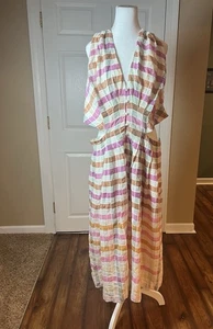Maeve Pink Combo Ombre Plaid Midi Sundress Plus Size 20W Criss Cross READ - Picture 1 of 16