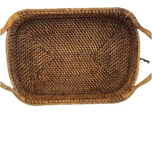 Pampered Chef Woven Selections Rectangle Wicker Serve Basket Casserole Handles - Picture 1 of 8