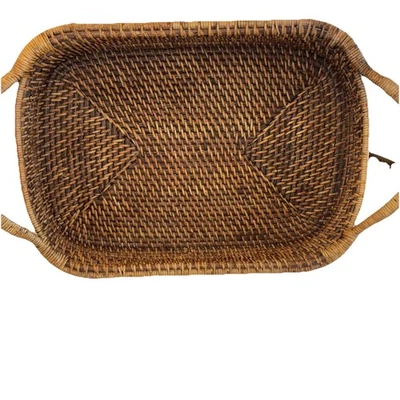 Pampered Chef Woven Selections Rectangle Wicker Serve Basket Casserole Handles - Image 1 of 4