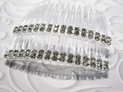 7 mm total Double Row Austrian Crystal AAA Rhinestone Side hair comb pair - Image 1 of 4