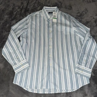 NWT Kenneth Cole Reaction 468 French Blue Size Large L Striped Dress Shirt - Image 1 of 4