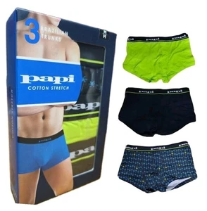 PAPI MENS BRAZILIAN TRUNKS COTTON STRETCH SIZE MEDIUM (32-34) 3 BRIEF TRUNKS - Picture 1 of 11