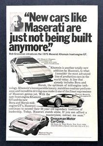 1975 Maserati Front Engine Khamsin, Merak & Bora GT Coupe photo vintage print ad - Bild 1 von 1