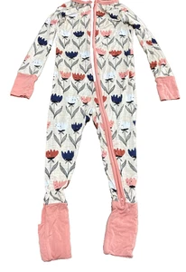 Little Sleepies Creme & Rosa Tulpen Muster Reißverschluss 18-24 Monate Bambus - Bild 1 von 7