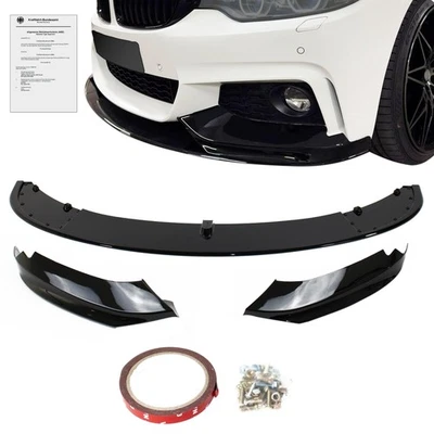 Frontspoiler Spoilerlippe für 4er BMW F32 F33 F36 2013-2021 Schwarz glänzend ABE - Bild 1 von 4