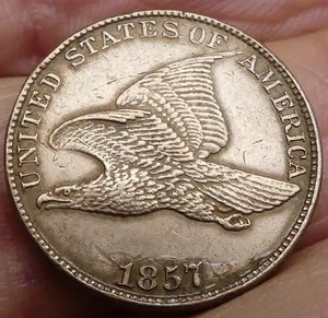 1857 FLYING EAGLE CENT AU+ DETAILS - Picture 1 of 2