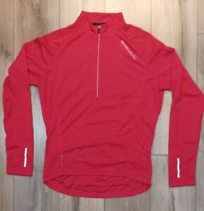 Endura Xtract Cycling Jersey, Red, Size L, Long Sleeve, Half Zip, Style E3067