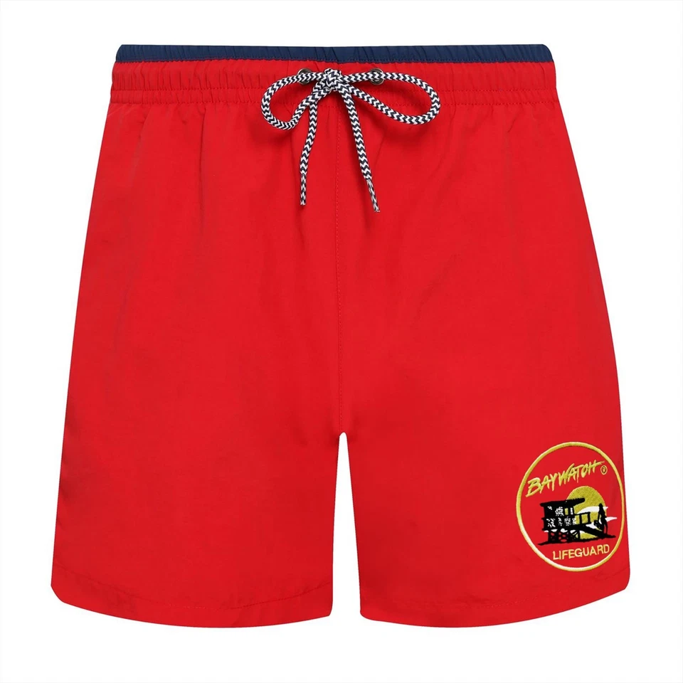 BAYWATCH ® Embroidered Licenced Red / Navy Lifeguard Swim Shorts (AF)