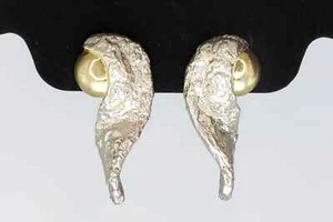 Israel, Vintage Brutalistische Ohrringe, Electroform Wachsausschmelztechnik, Goldwäsche - Bild 1 von 4