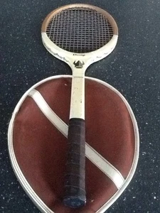 Vintage Dunlop Tennis Racket With Cover, Wooden Nostalgia , Retro Sporting - Picture 1 of 8