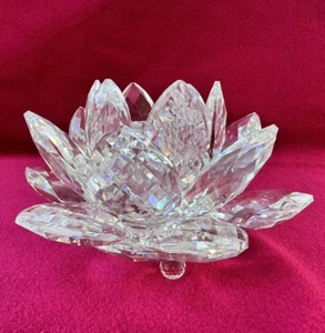 Portacandele grande (5") cristallo Swarovski ninfea fiore di loto - Foto 1 di 11