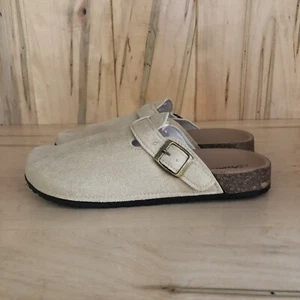 Women's Suede Clogs Soft Cork Footbed Leather Mules Comfort Potato Shoes Size 39 - Picture 1 of 9