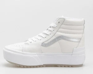 VANS SK8-HI STACKED (POP) White Metallic Sneaker Platform Women Sz 9 Mens 7.5 - Picture 1 of 12