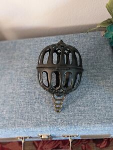 Antique Cast Iron Twine Dispenser Ball Sphere Hanging String Yarn Holder 5". 