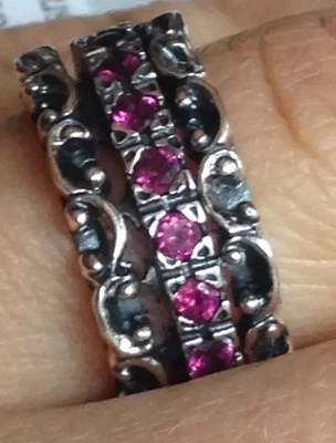 NWOT OR PAZ  STERLING SILVER 925 LACE  RHODOLITE SPINNER RING SZ 7 ISRAEL PZ - Image 1 of 4