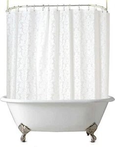 Clawfoot Tub Shower Curtain Floral Damask Liner All Around Extra Wide - Picture 1 of 7