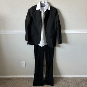 TUTA RAGAZZO GATTO & JACK NERA 2 pezzi + camicia bianca Izod blazer giacca pantalone tg 12 - Foto 1 di 12