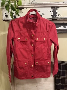 Women’s J. Crew Relaxed Boyfriend Field Military Red Jacket XXS - Picture 1 of 4