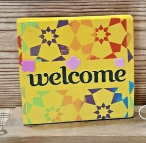 Regenbogen Multi Color Welcome Holz Regal Sitter - Bild 1 von 4