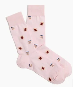 J. Crew Men's Trouser Socks One Size Peanut Butter Jelly PB&J Print Pink Multi - Picture 1 of 6