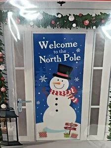 Snow Man Welcome To North Pole Door or Wall Cover Size 30 x 72 Inches New - Picture 1 of 4