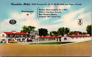 LAS VEGAS, NEVADA - FRANKLIN ROADSIDE MOTEL - VINTAGE LINEN POSTCARD - Picture 1 of 2
