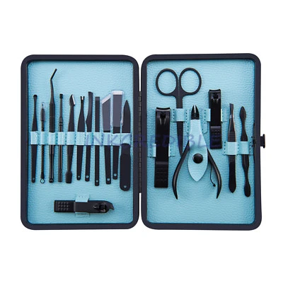 Juego de 18 piezas de pedicura/manicura cortaúñas limpiador kit de aseo de cutículas estuche Foto 1 de 4